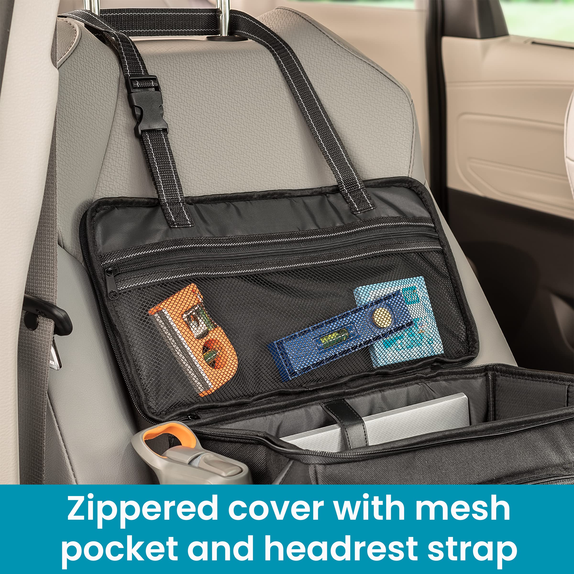 High Road Car Office Organizer - Front Seat Organizer with Desk Supplies Compartment, Laptop Sleeve, 2 Bottle Holders, Storage Cover and Padded Shoulder Strap for Cars, Trucks and Patrol Vehicles - Image 5