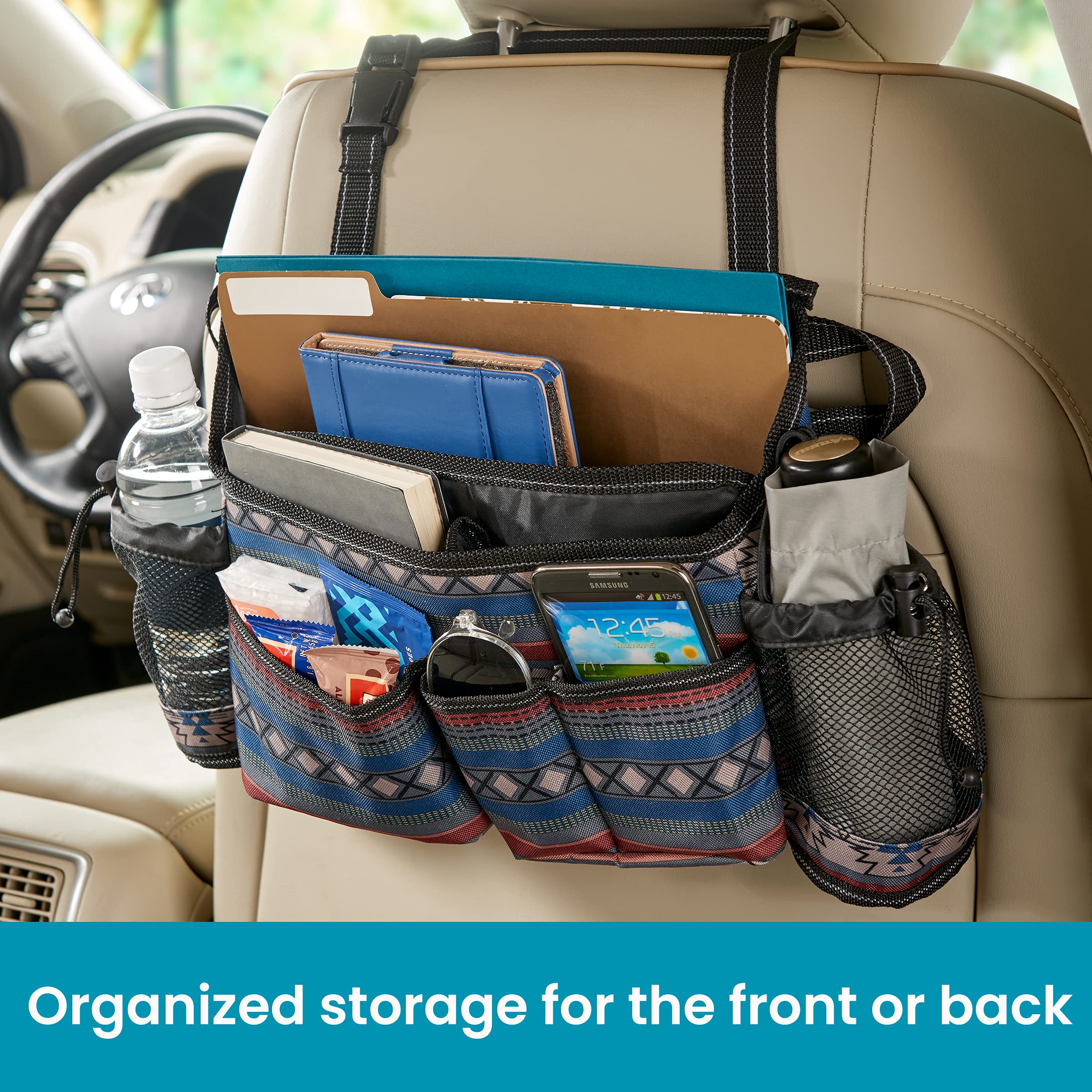 High Road SwingAway Front Seat Car Organizer for Daily Driving Essentials with Side Bottle and Cup Holders - Image 5