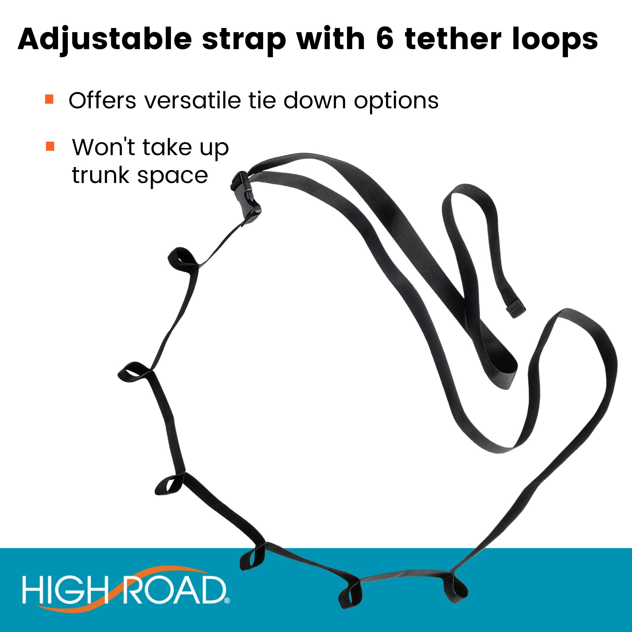 High Road Trunk Organizer Cargo Strap with Bungee Cords and Carabiners for SUVs, Hatchbacks and Vans - Image 4